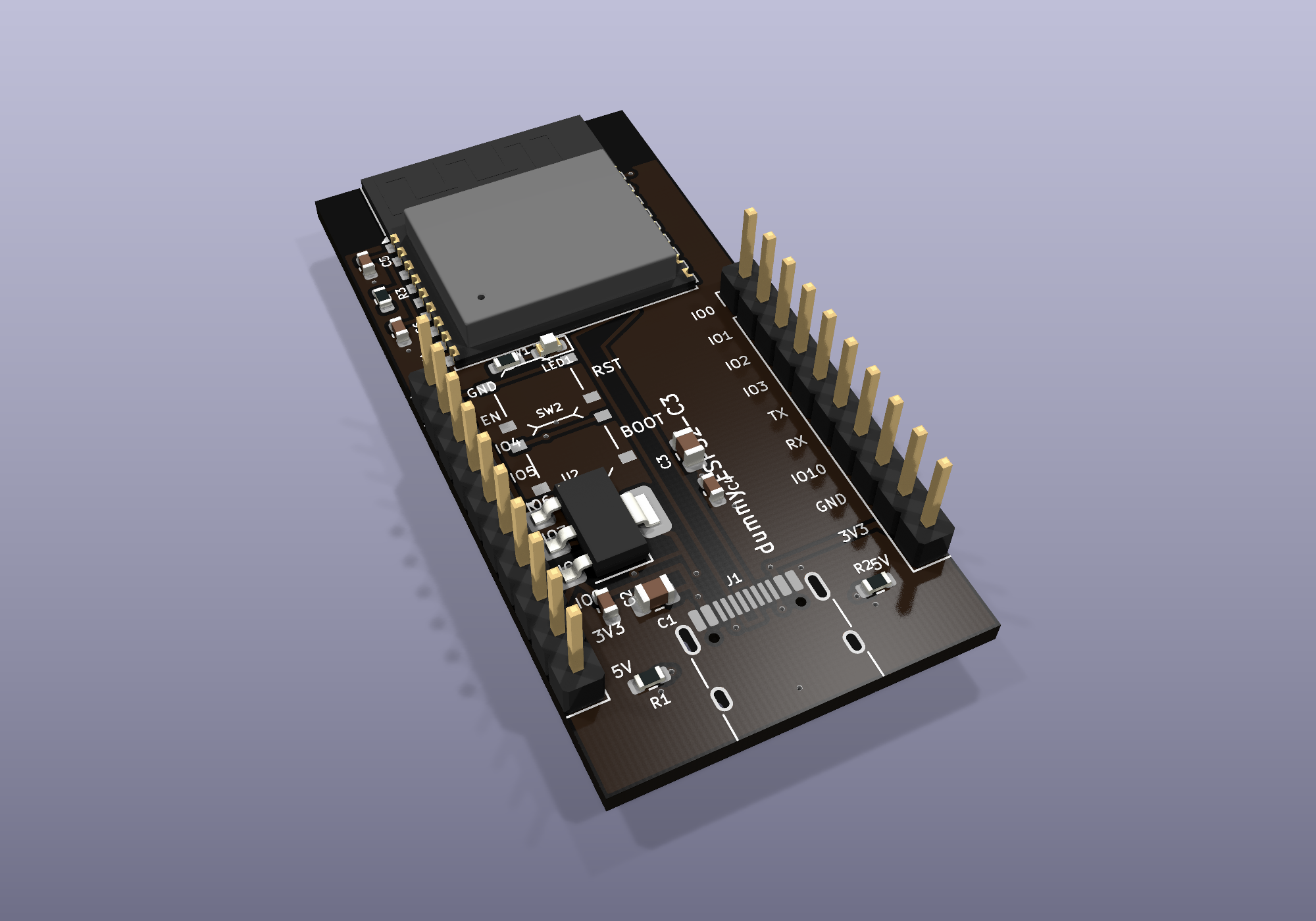 3D render of the dummy dev board